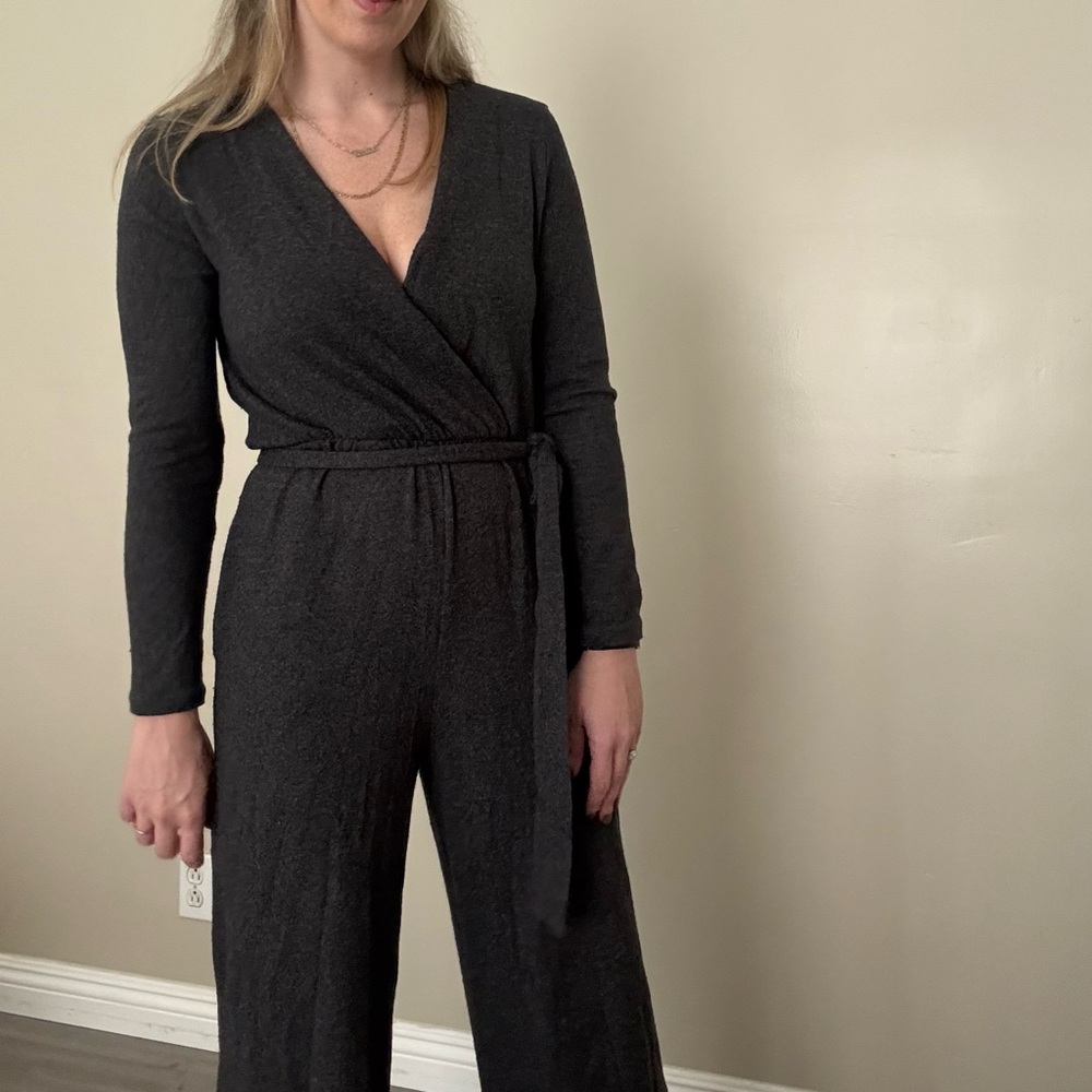 Mango Charcoal Wrap Jumpsuit